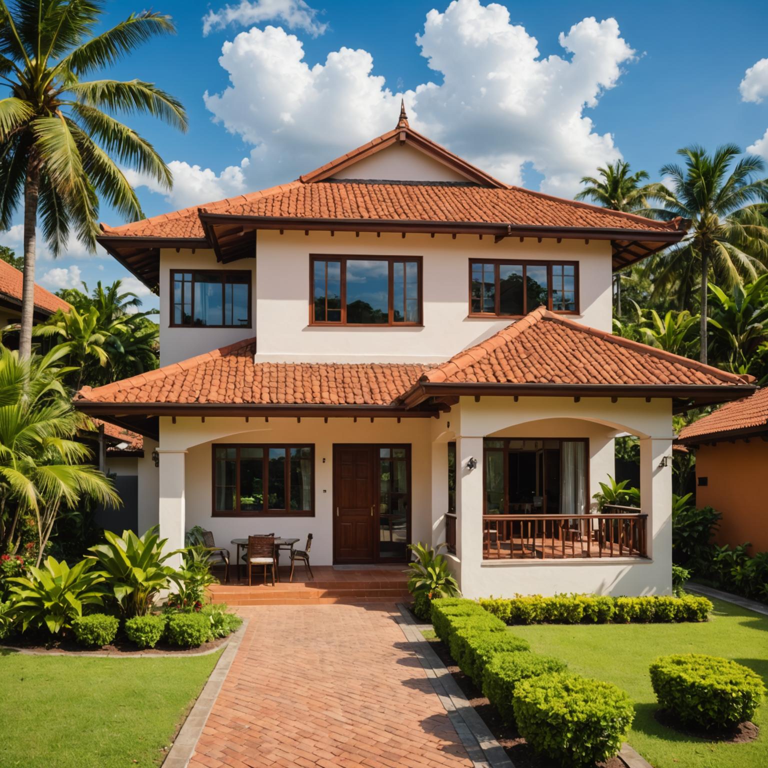 Newly tiled Malaysian residential roof under a tropical sky