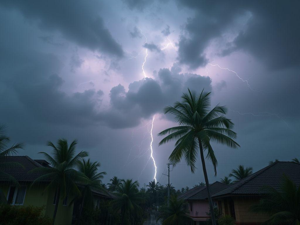 Tropical thunderstorm over a Malaysian neighbourhood